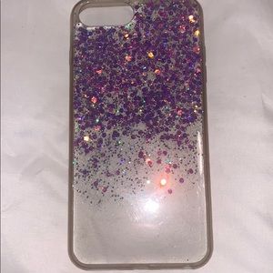 iPhone plus case glitter sparkly clear pink purple